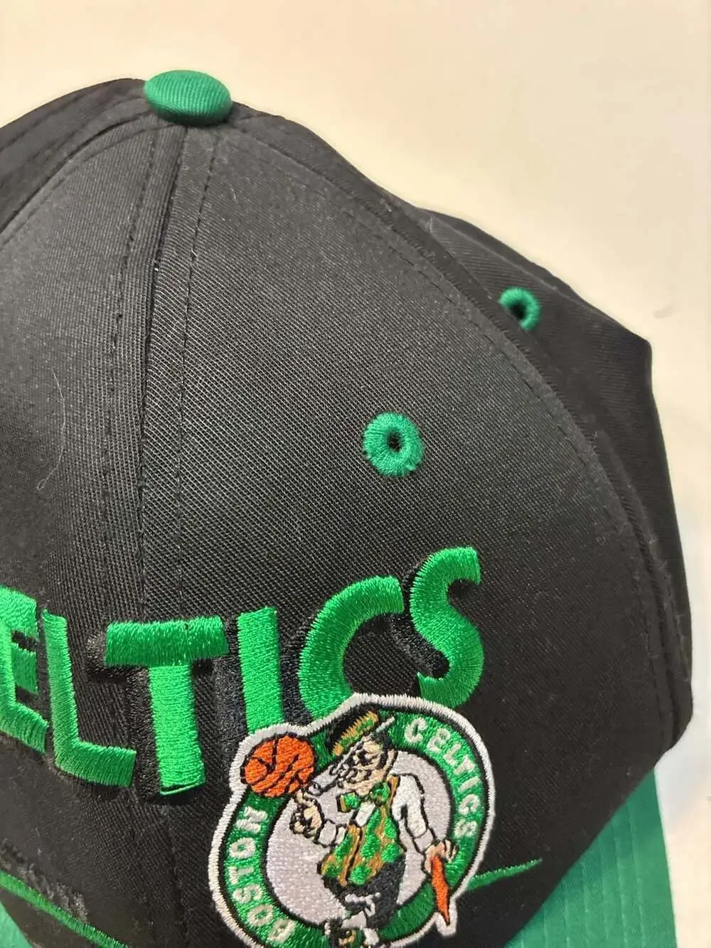 Vintage Boston Celtics Twins Enterprise Embroidered Spellout Snapback Hat